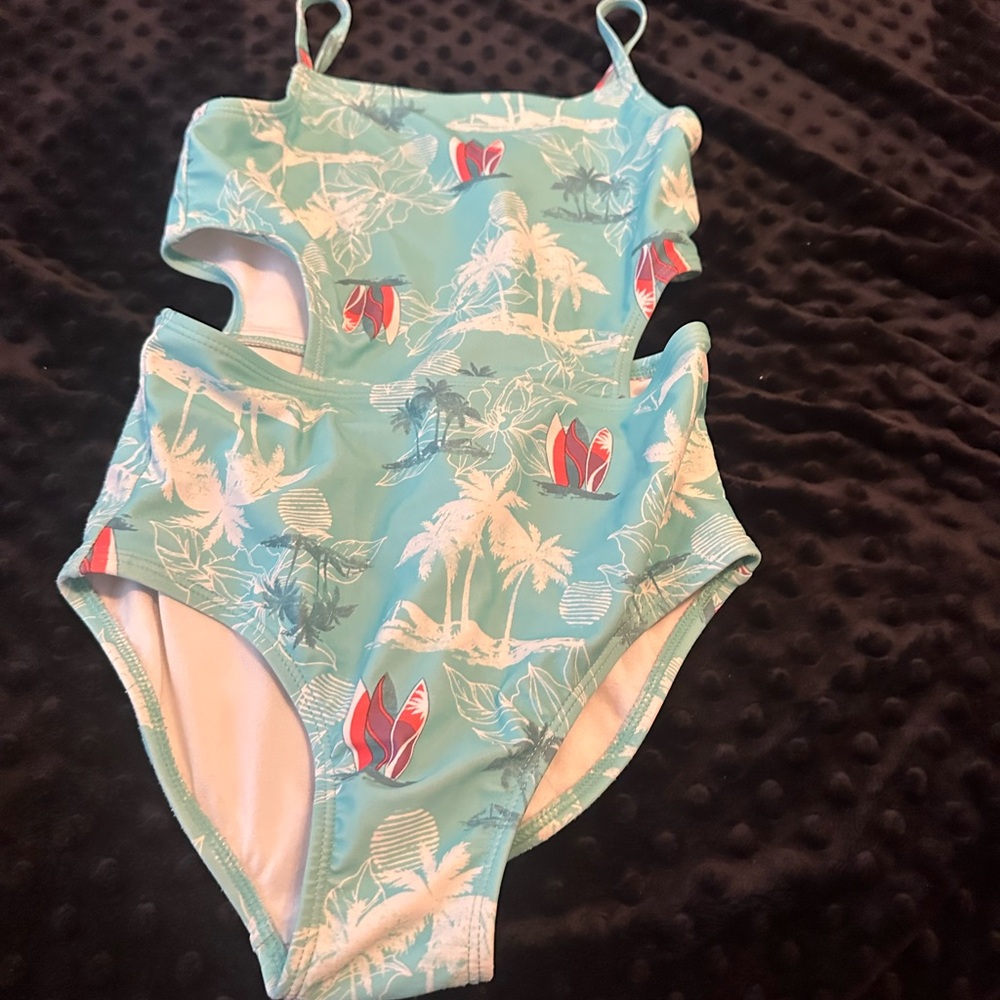 OshKosh B'gosh Aqua and Red Kids One Piece Swimsuit